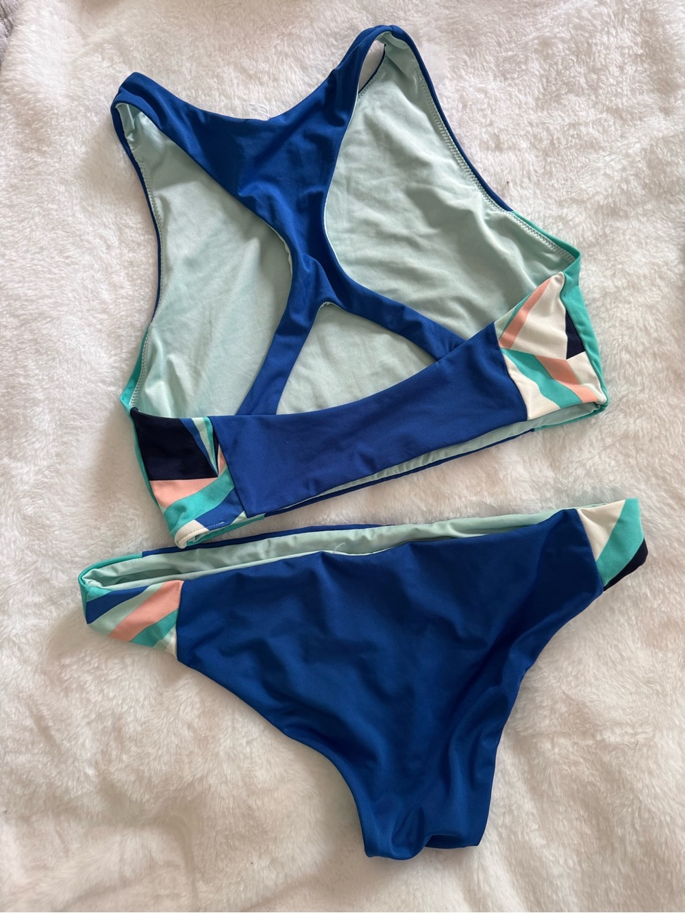 Carve Designs Blue and Teal Two-Piece Athletic Swimsuit Size Small - Picture 2 of 4